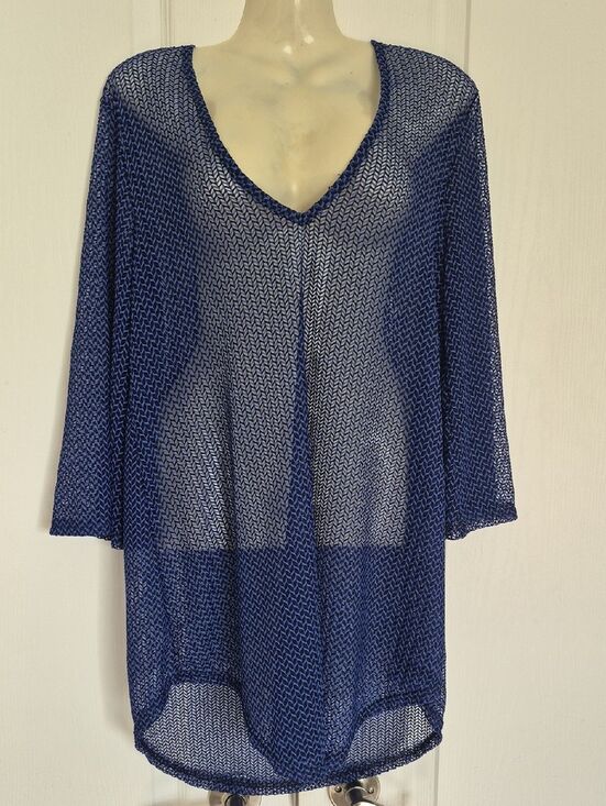 Jordan Taylor Other - Jordan Taylor Navy Sheer V-Neck Swim Coverup